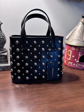 NWT Forever 21 Black Studded Mini Handbag Whimsical Goth Rock and Roll Grunge